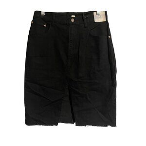 Happily Grey Womens Black Denim Skirt Size 9/28 Frayed Hem Stretch Cotton Blend